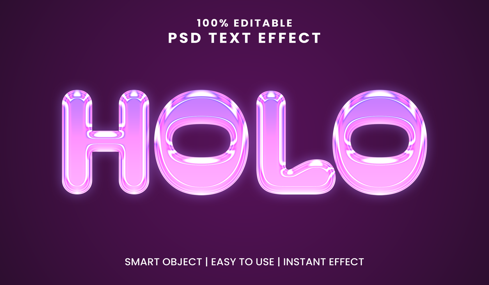 Holographic Editable Text Effect psd