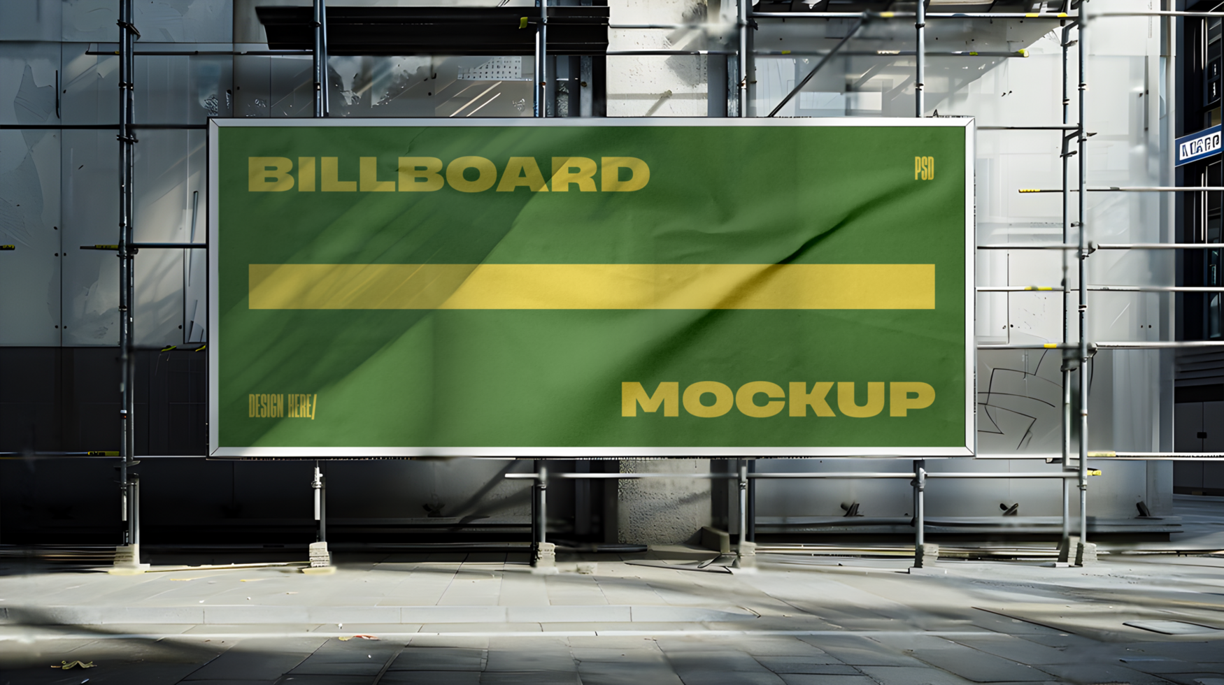 Outdoor Billboard Mockup on Scaffolding psd