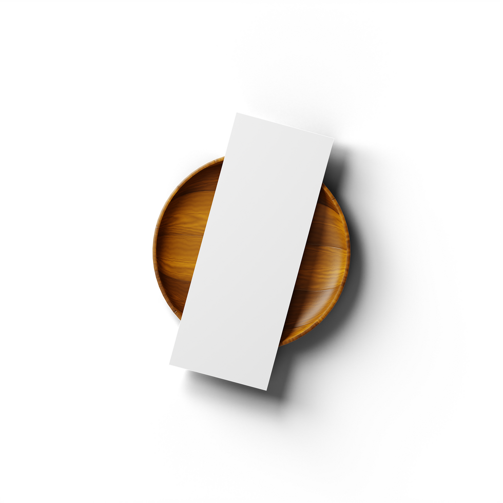 Menu Card Mockup on Wooden Plate Background psd