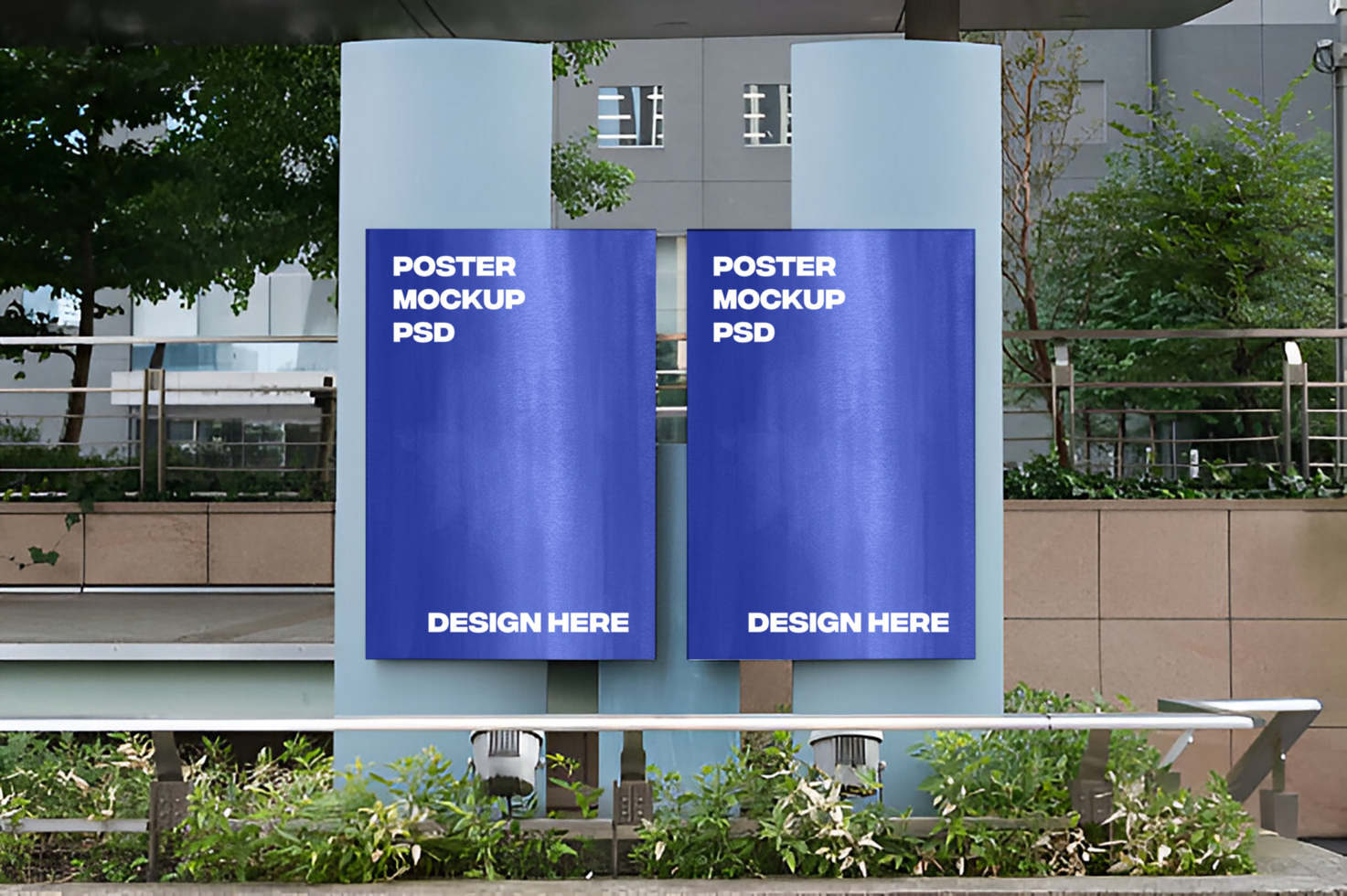 Urban Outdoor Poster Display Mockup psd
