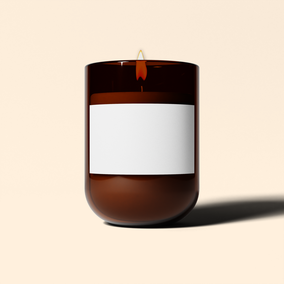 Amber Glass Candle Jar Mockup psd