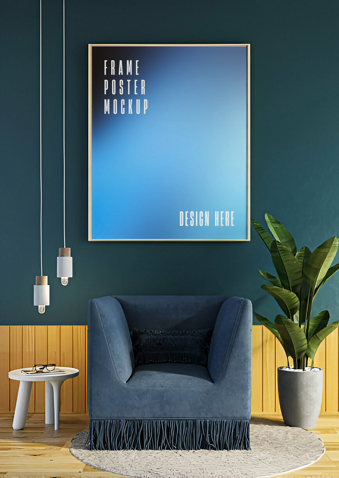 Gold Frame Wall Art Mockup psd