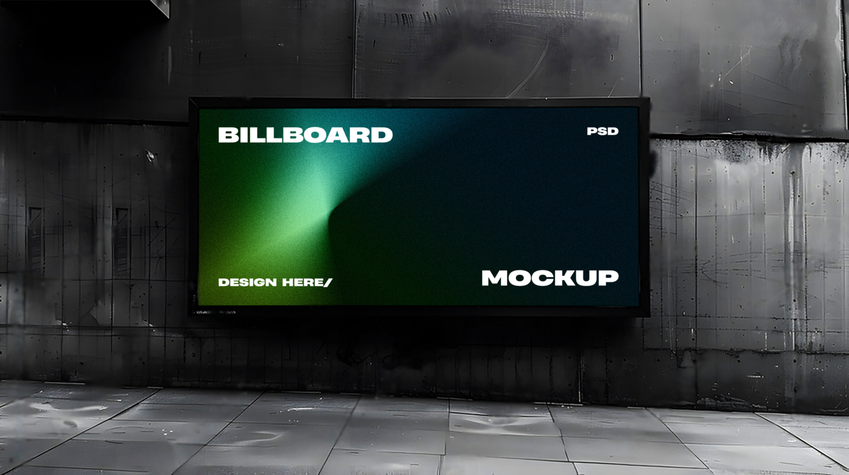 Outdoor Billboard Mockup on Grungy Wall psd