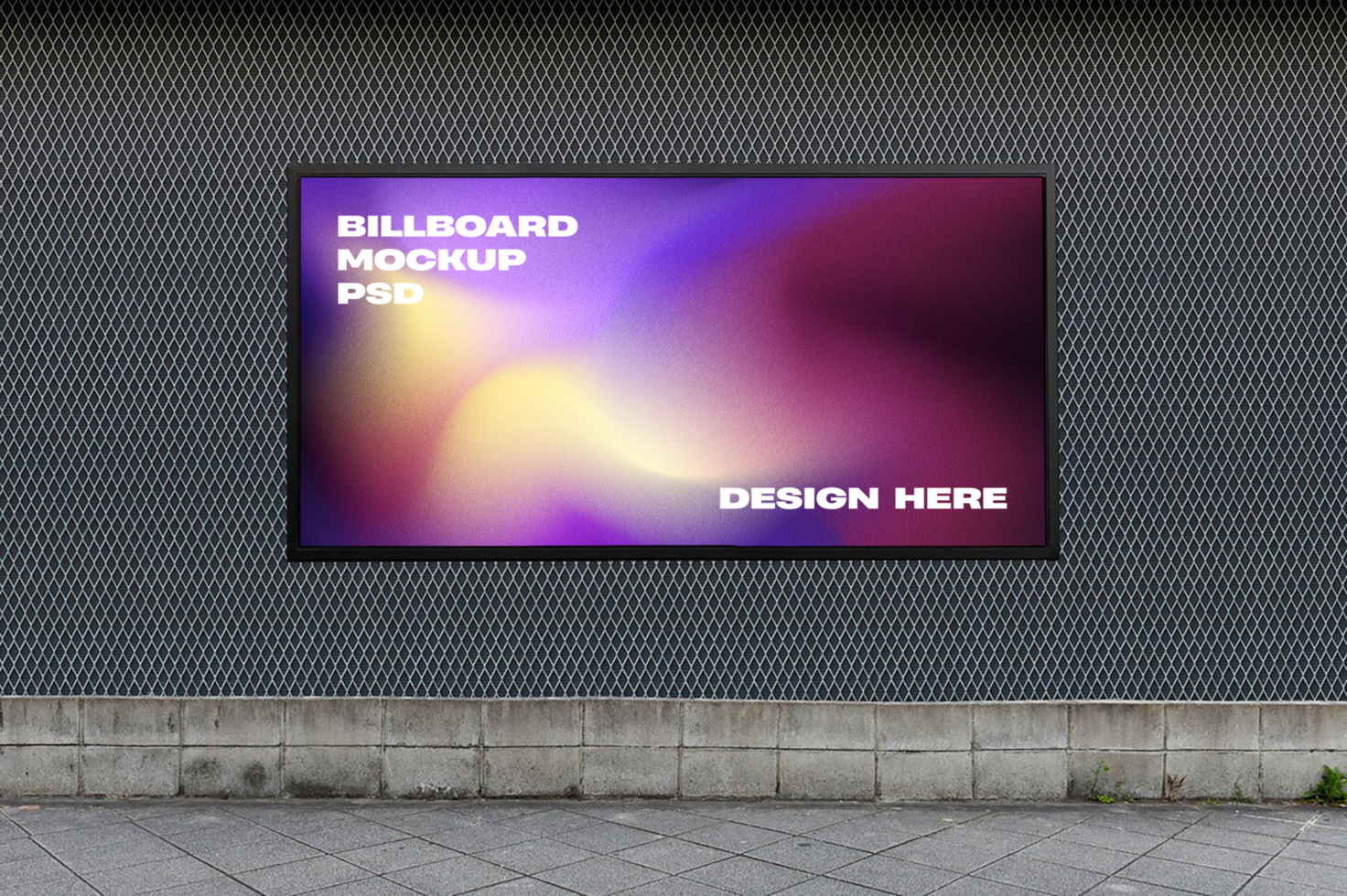 Billboard Mockup on Chain Link Fence psd
