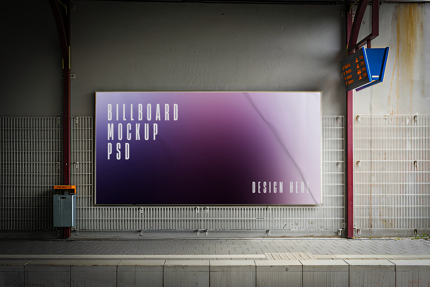 Industrial Billboard Mockup on Warehouse Building Wall psd
