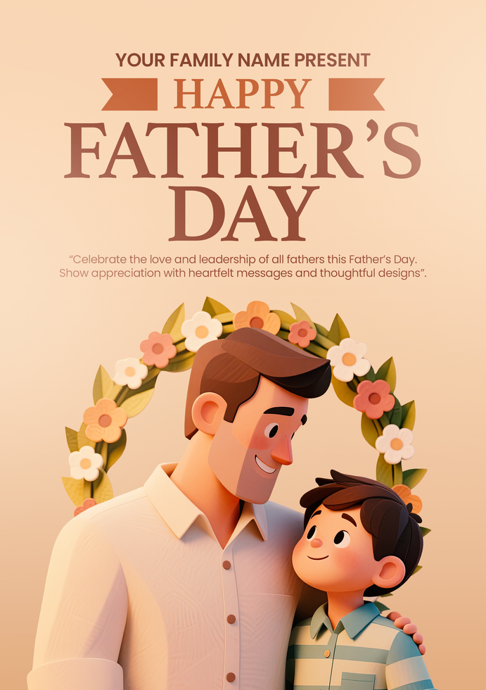Brown Paper art Style Professional Happy Fathers Day psd