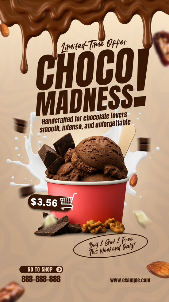 Choco Madness Ice Cream Social Media Story Promo psd