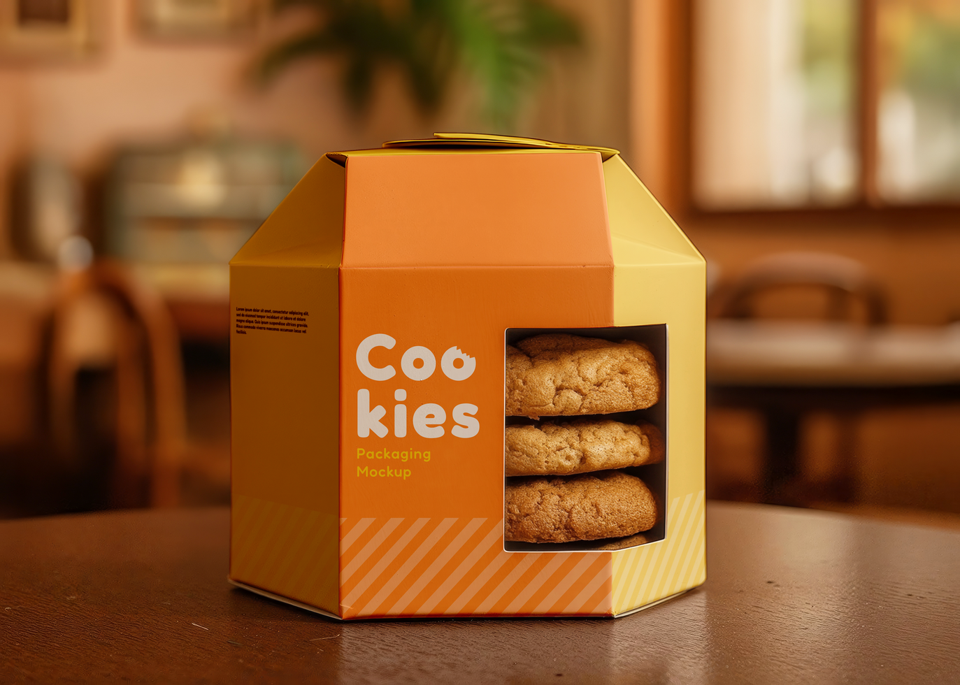 mockup of cookie wrapper on table psd