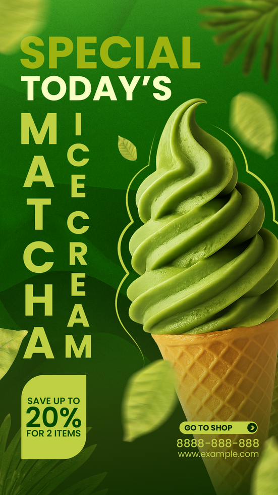 Green Matcha Special Today Ice Cream Social Media Story Promo psd