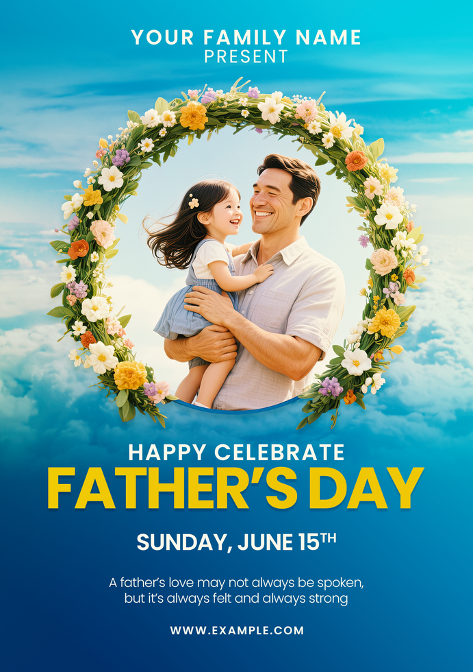 Blue Sky and Cloud Professional Happy Celebrate Fathers Day psd