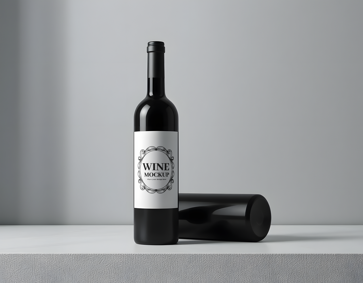 Elegant Wine Bottle Mockup on a White Surface psd