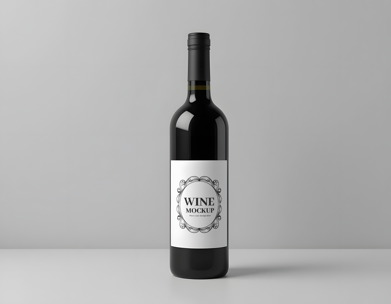 Wine bottle mockup with elegant label psd