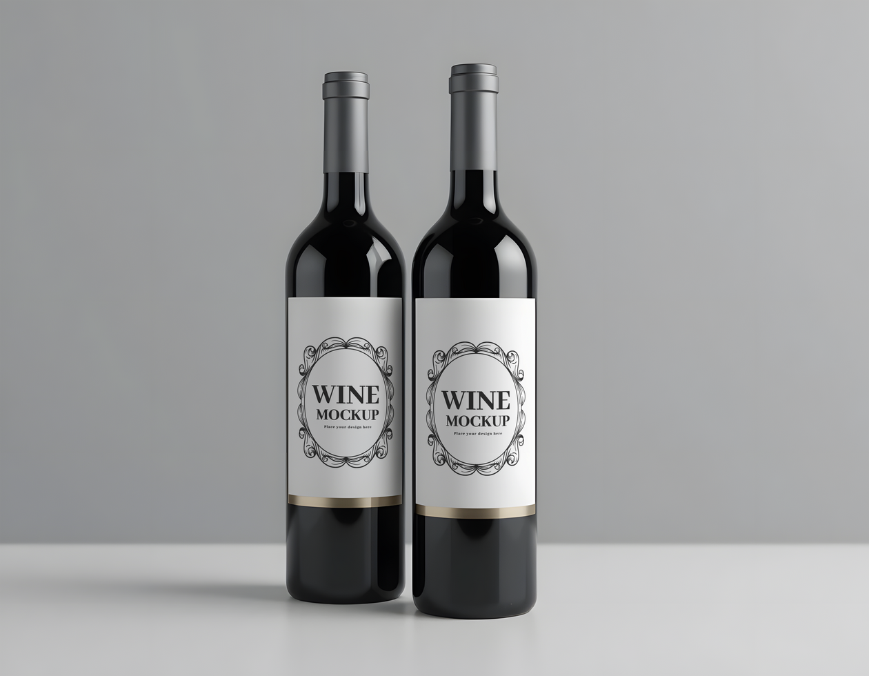 Two Wine Bottles Mockup psd