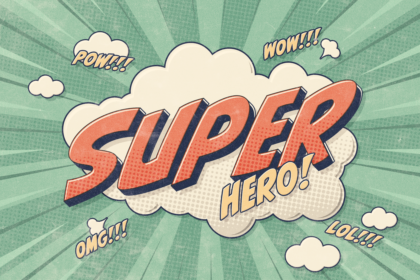 Superhero Comic 3D Text Effect psd