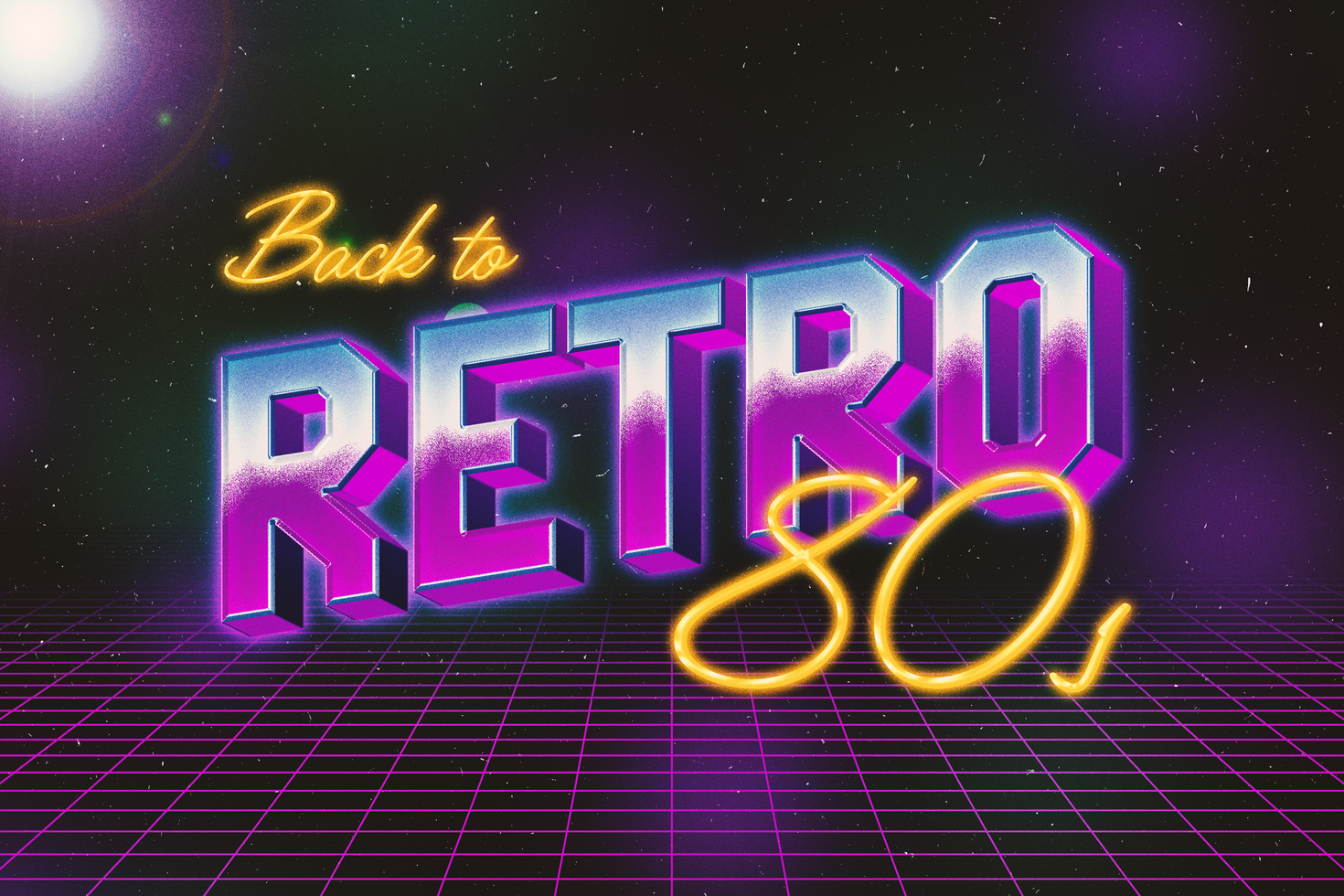 Back to Retro 80s Text Effect psd