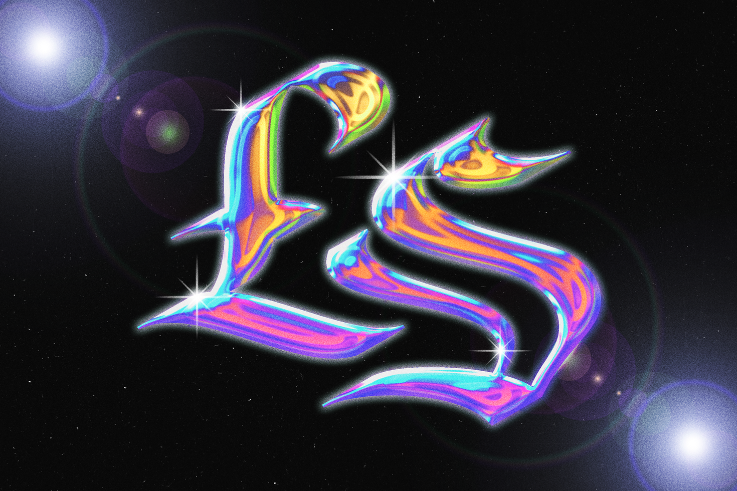 LS Monogram Holographic Text Effect psd
