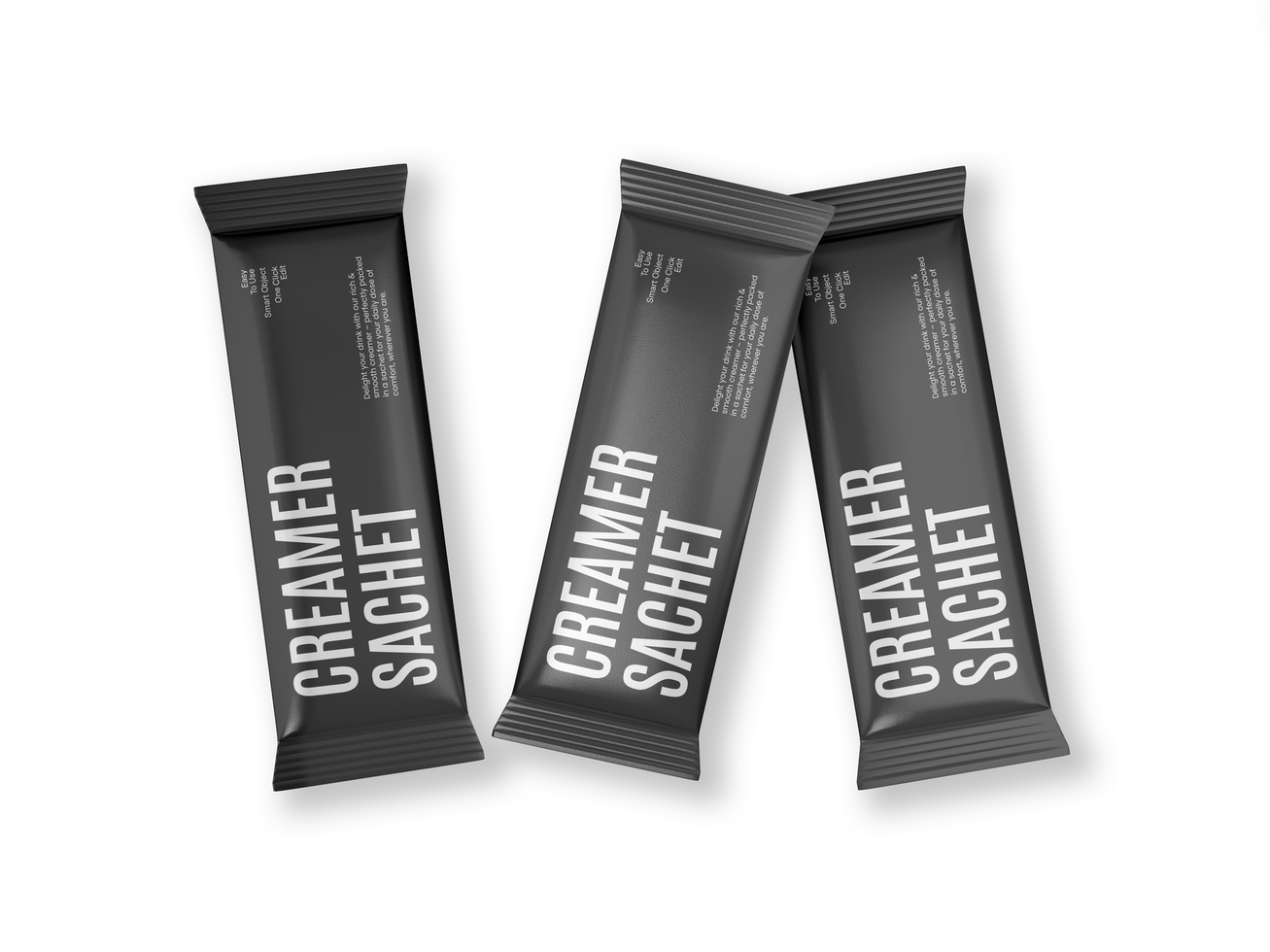 Black Creamer Sachet Mockup psd