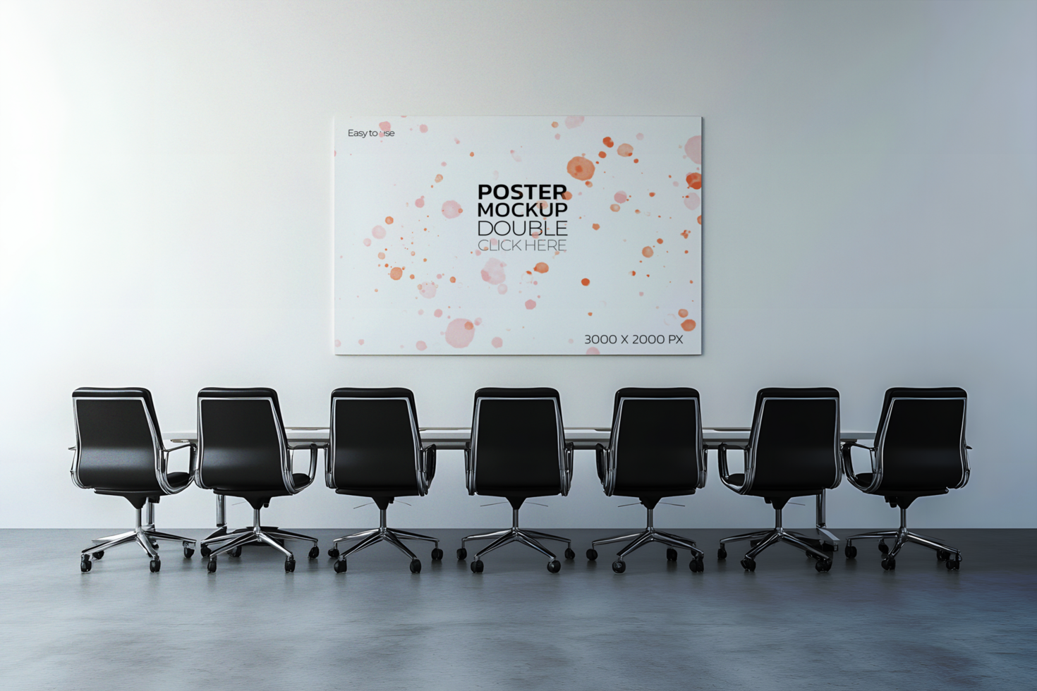 Minimalist Boardroom with a Large Canvas Mockup psd