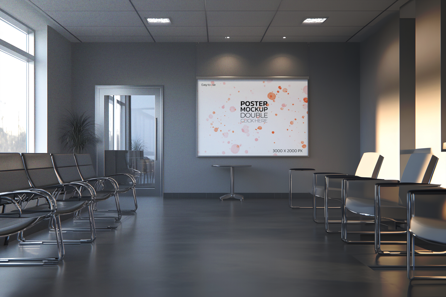 Waiting Room with a Projector Screen Mockup psd