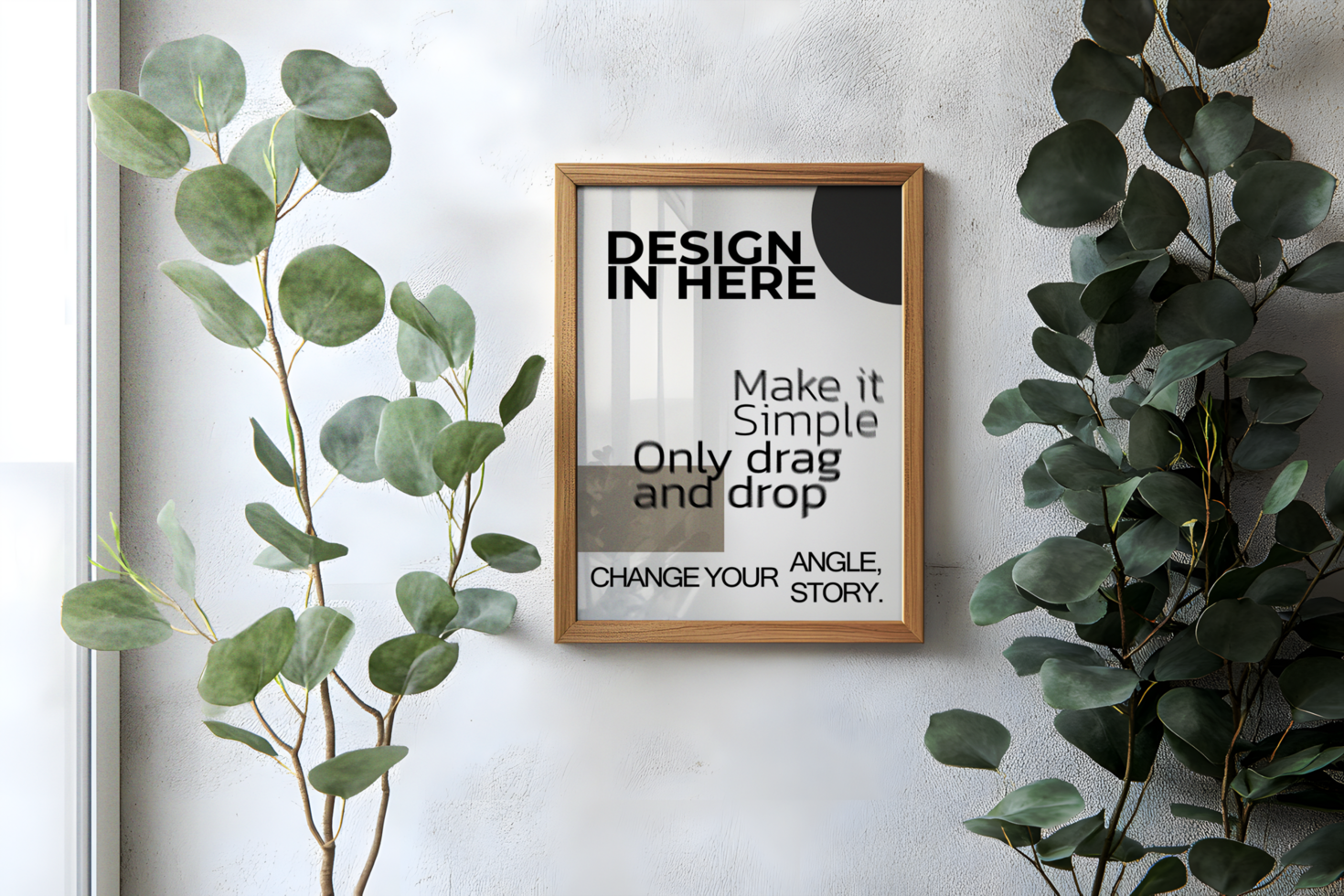 Natural Frame Mockup with Eucalyptus Leaves psd