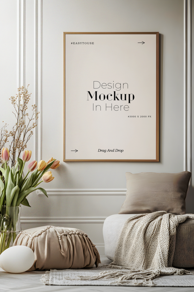 Elegant Interior with Frame Mockup psd