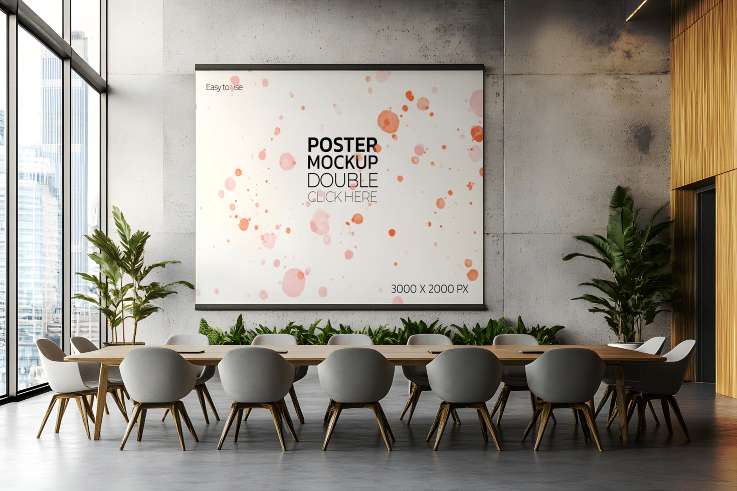 Conference Room with a Large Screen Mockup psd