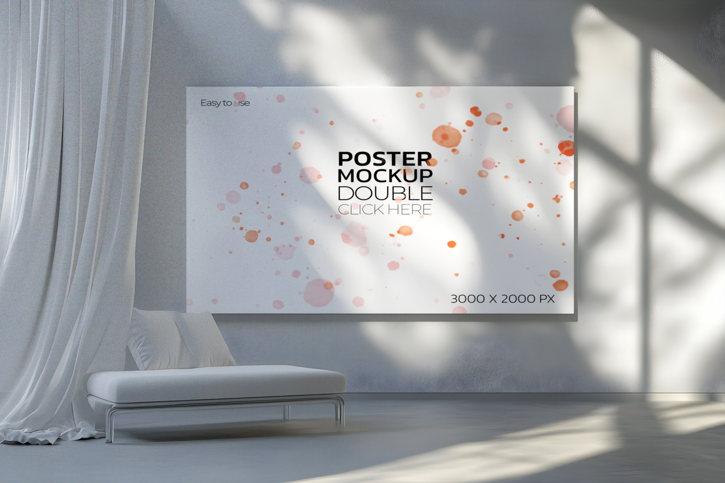 Serene Living Room with a Large Canvas Mockup psd