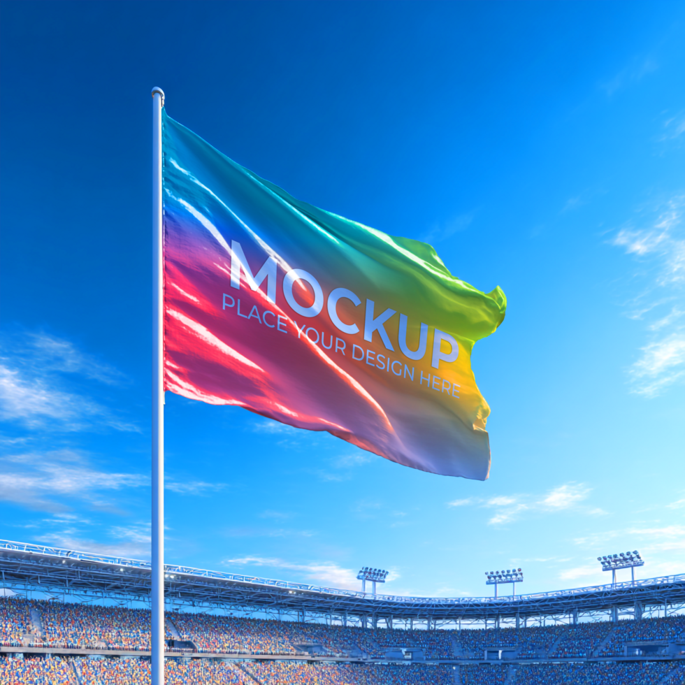Rainbow Flag Mockup Vibrant Colorful Banner Template for Branding Design psd
