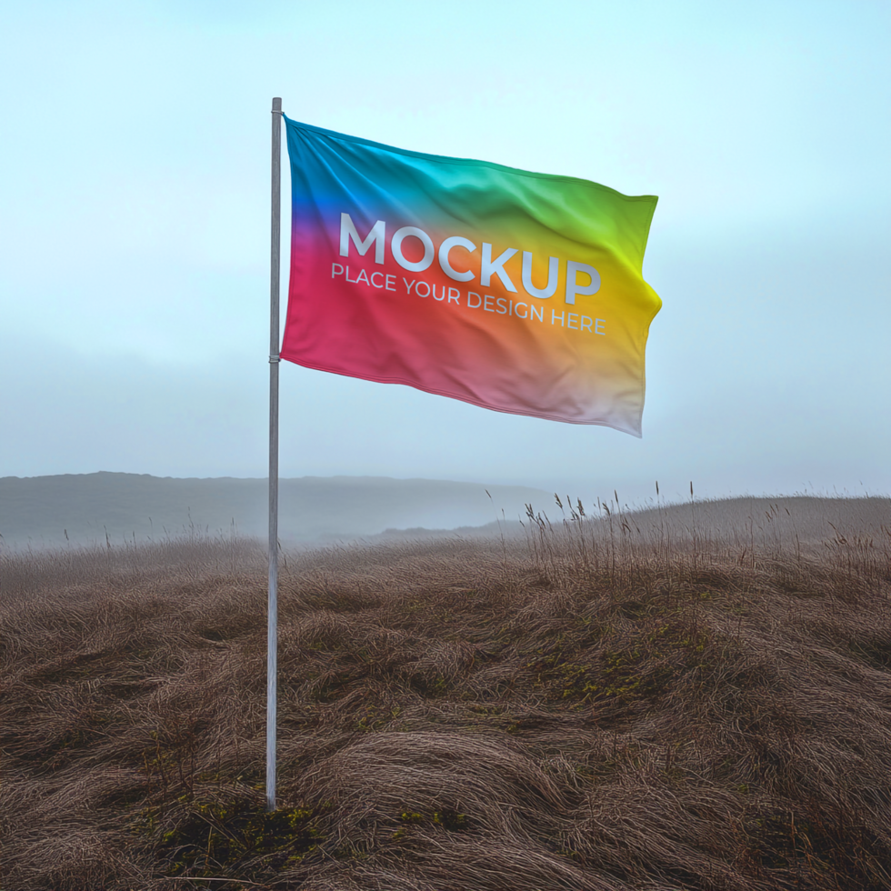 Vibrant Rainbow Flag Mockup Perfect for Branding Design Presentations psd