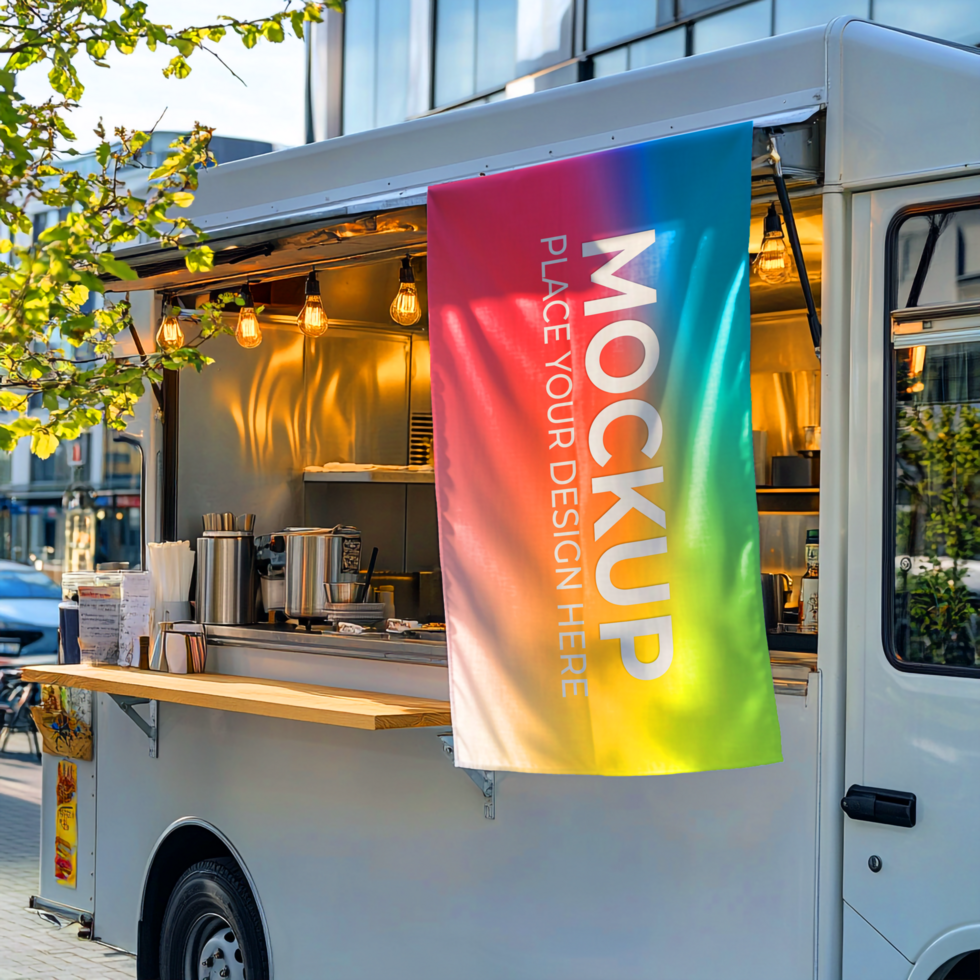 Vibrant Food Truck Banner Mockup Perfect for Branding psd