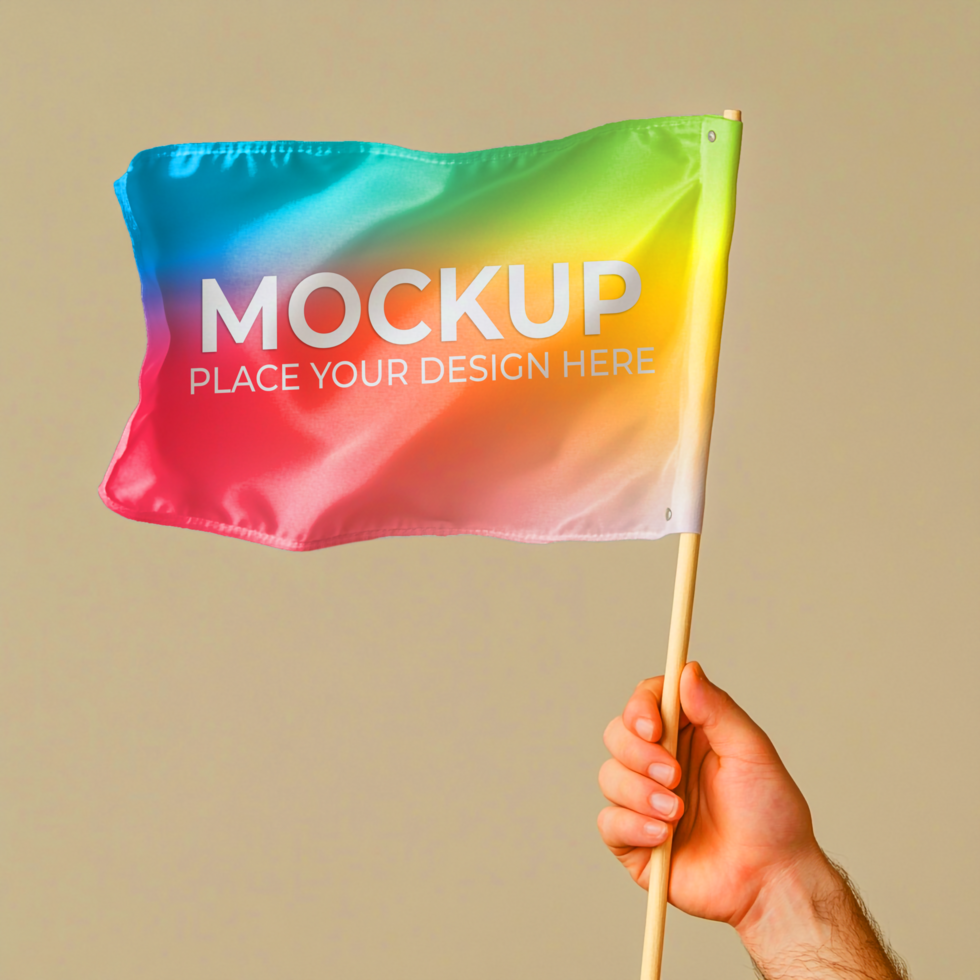 Vibrant Rainbow Flag Mockup Perfect for Branding Design Projects psd