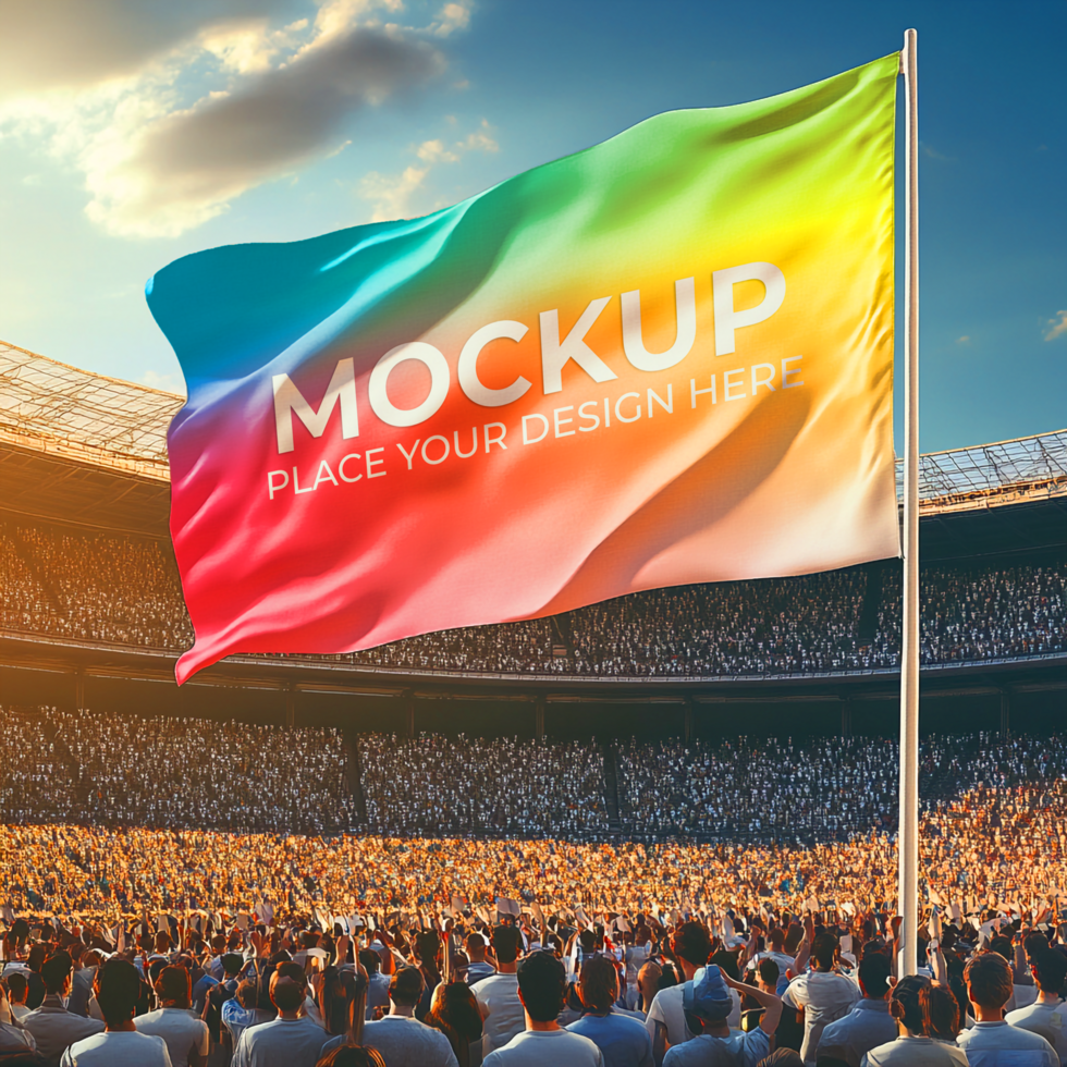 Rainbow Flag Mockup Vibrant Branding for Stadium Events psd