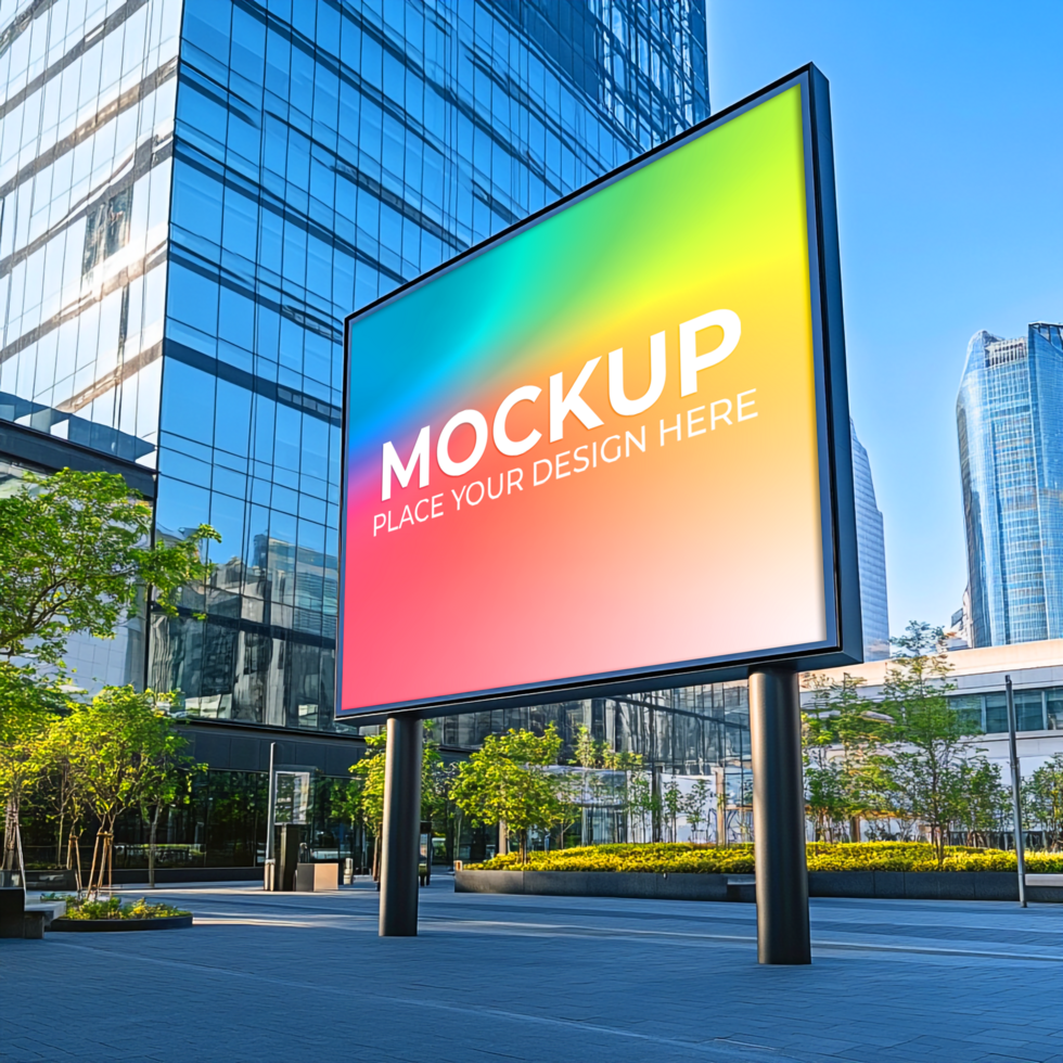 Vibrant Billboard Mockup Cityscape Advertising Display psd