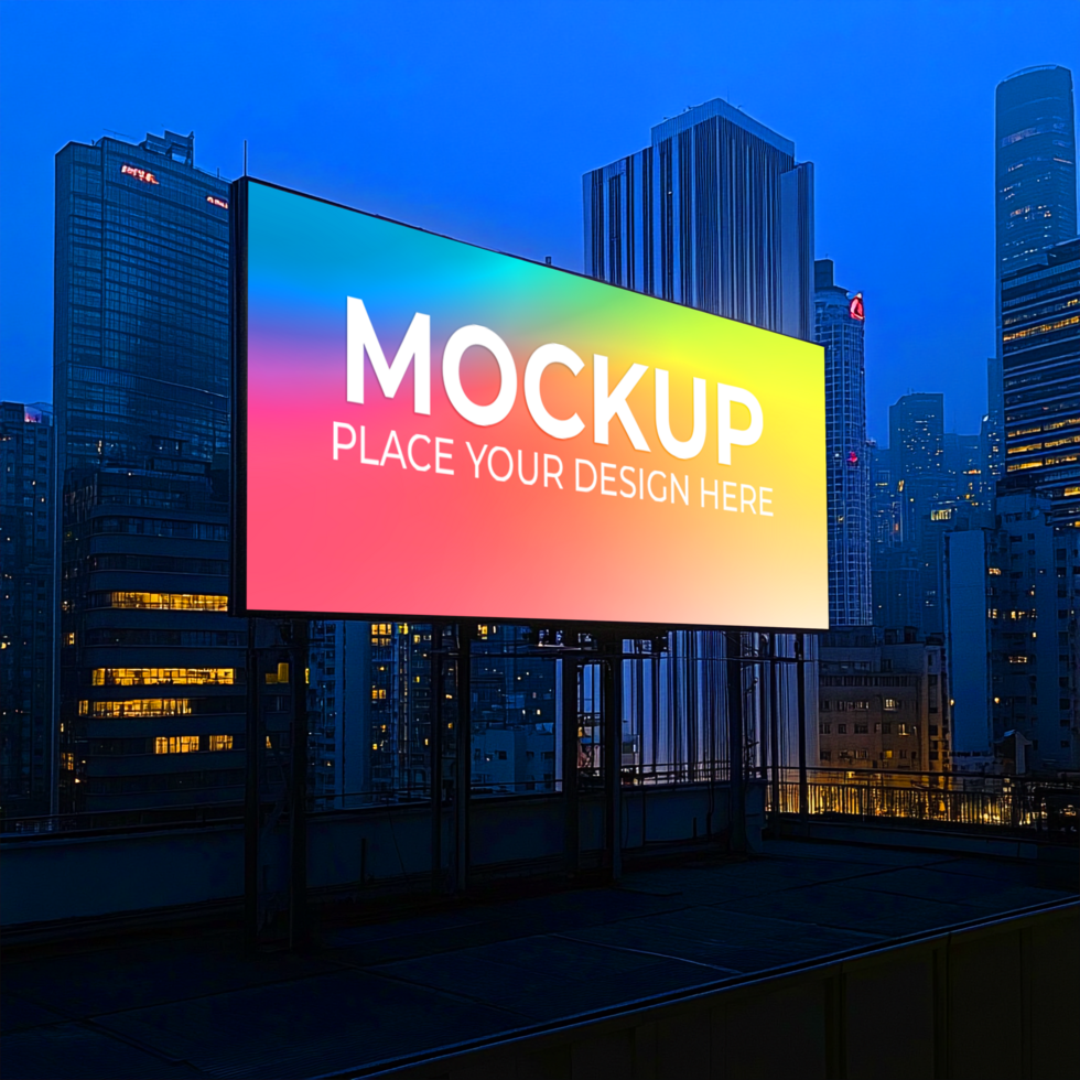 Billboard Mockup Cityscape Night Advertising Template psd