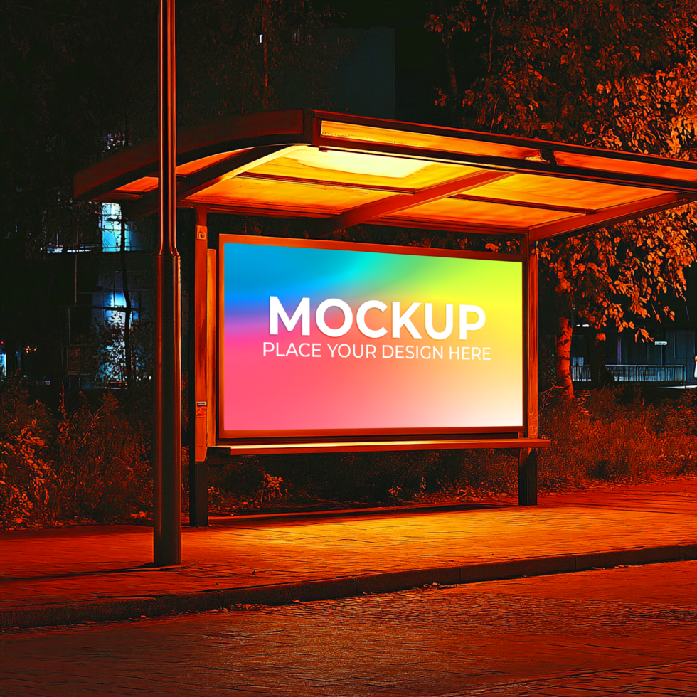 Nighttime Billboard Mockup Showcase Your Design in Vibrant Outdoor Setting psd