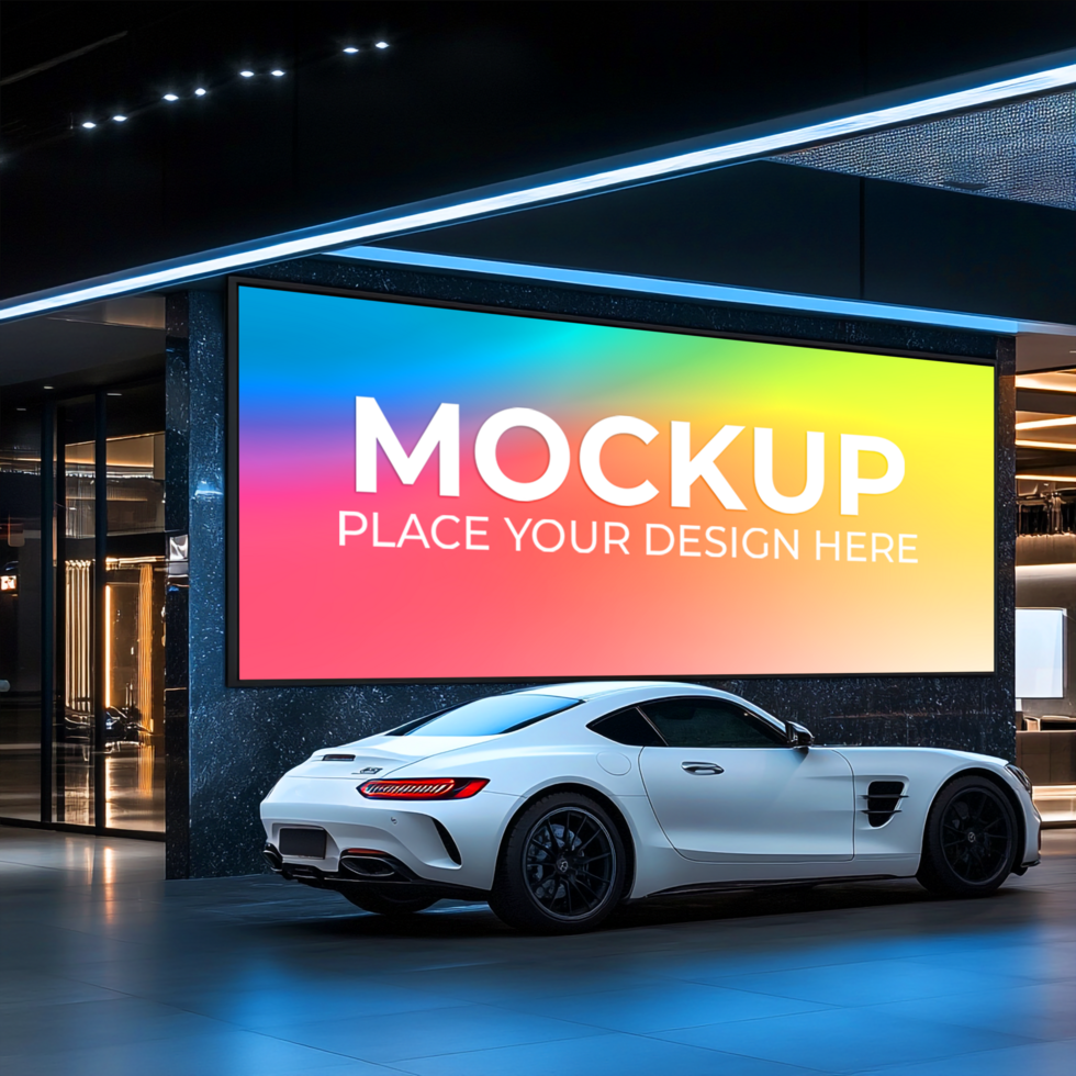 Luxury Car Billboard Mockup Showcase Your Brand in Style psd