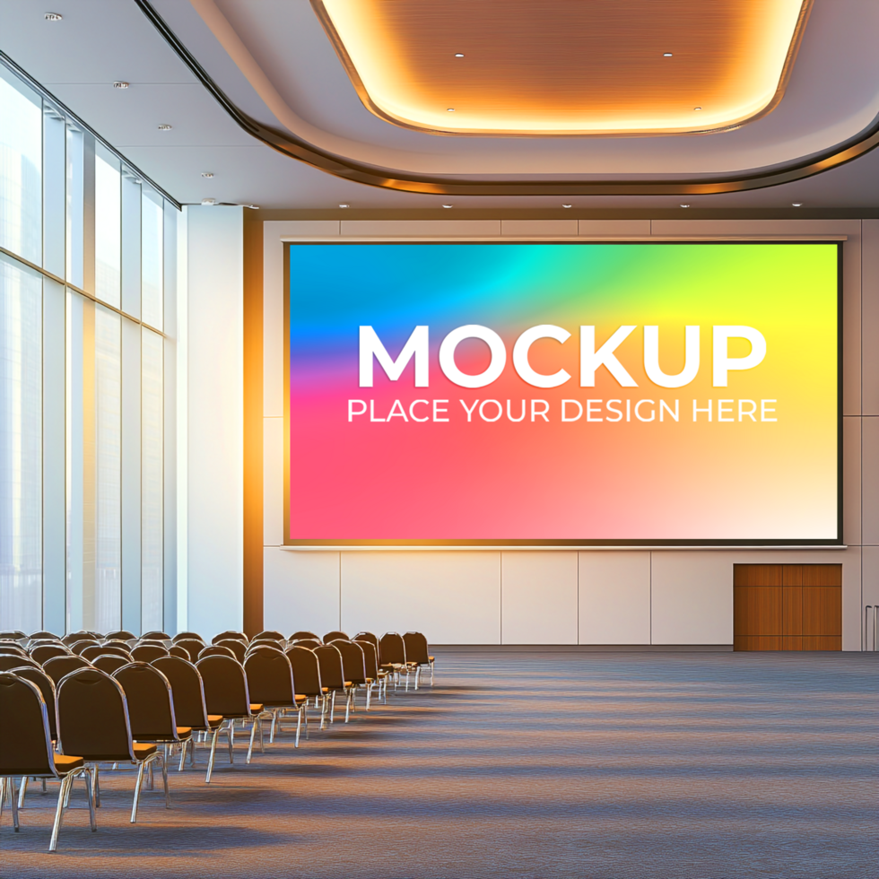 Conference Room LED Screen Mockup Presentation Design Template psd