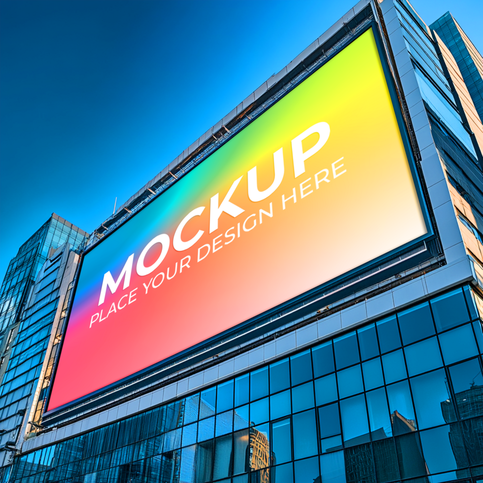 Billboard Mockup Showcase Your Design on a Giant Cityscape Display psd