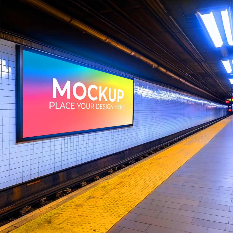 Subway Station Advertising Mockup Digital Billboard in Underground Platform psd