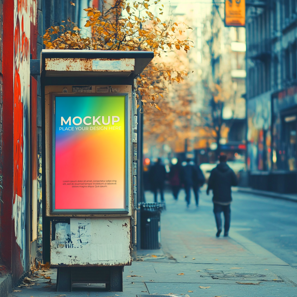 Vibrant City Street Poster Mockup Showcase Your Design on Urban Advertising psd