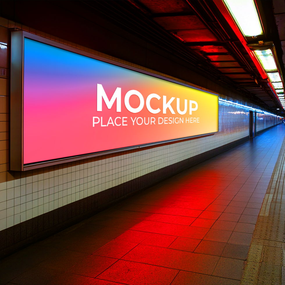 Subway Station Advertising Billboard Mockup Realistic Urban Setting psd