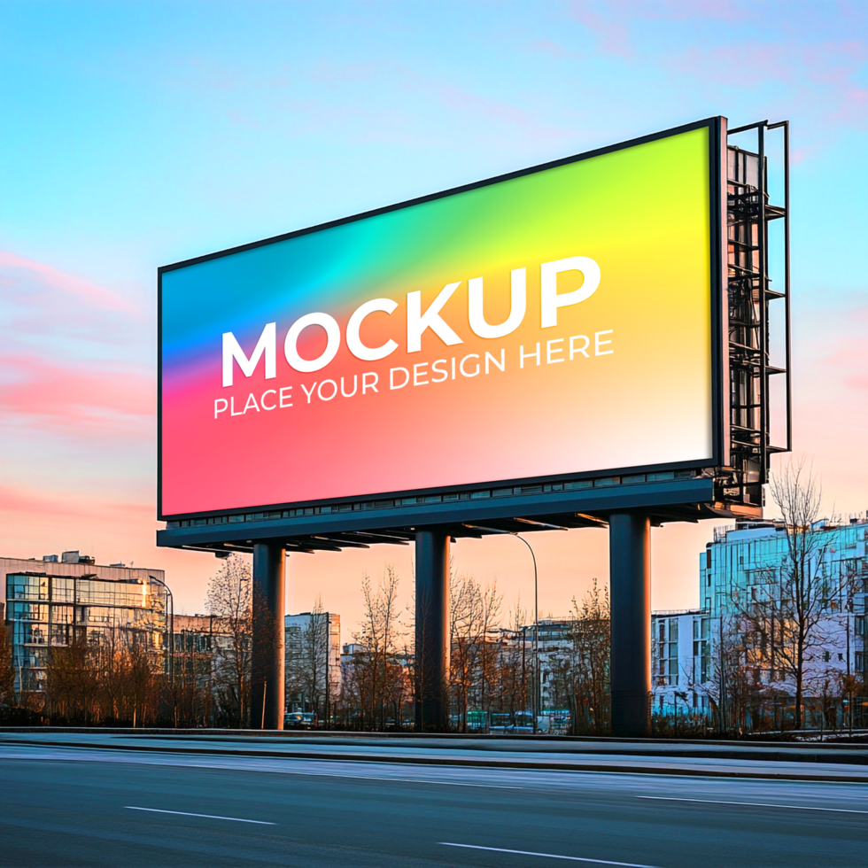 Billboard Mockup Colorful LED Screen Advertising Design Template psd