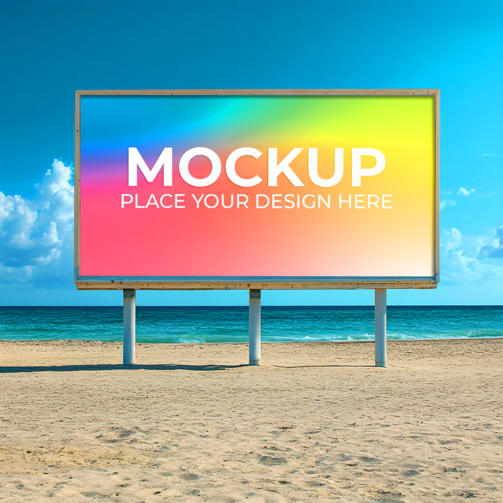 Billboard Mockup Vibrant Beach Advertising Template psd