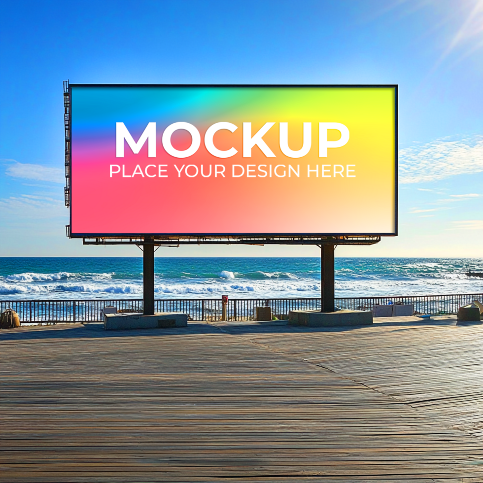 Billboard Mockup Beachside Advertising Template psd