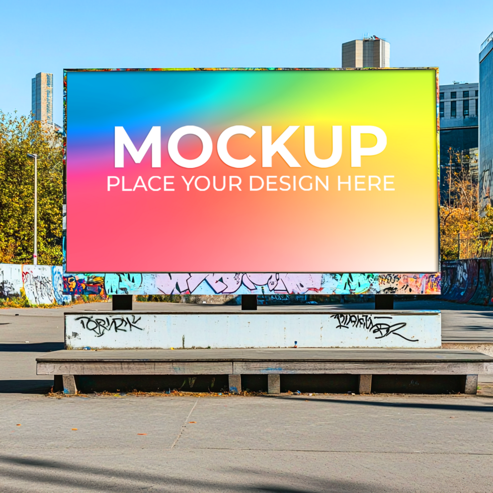 Vibrant Billboard Mockup Urban Cityscape Advertising Template Outdoor Signage Design Place Your Design Here psd
