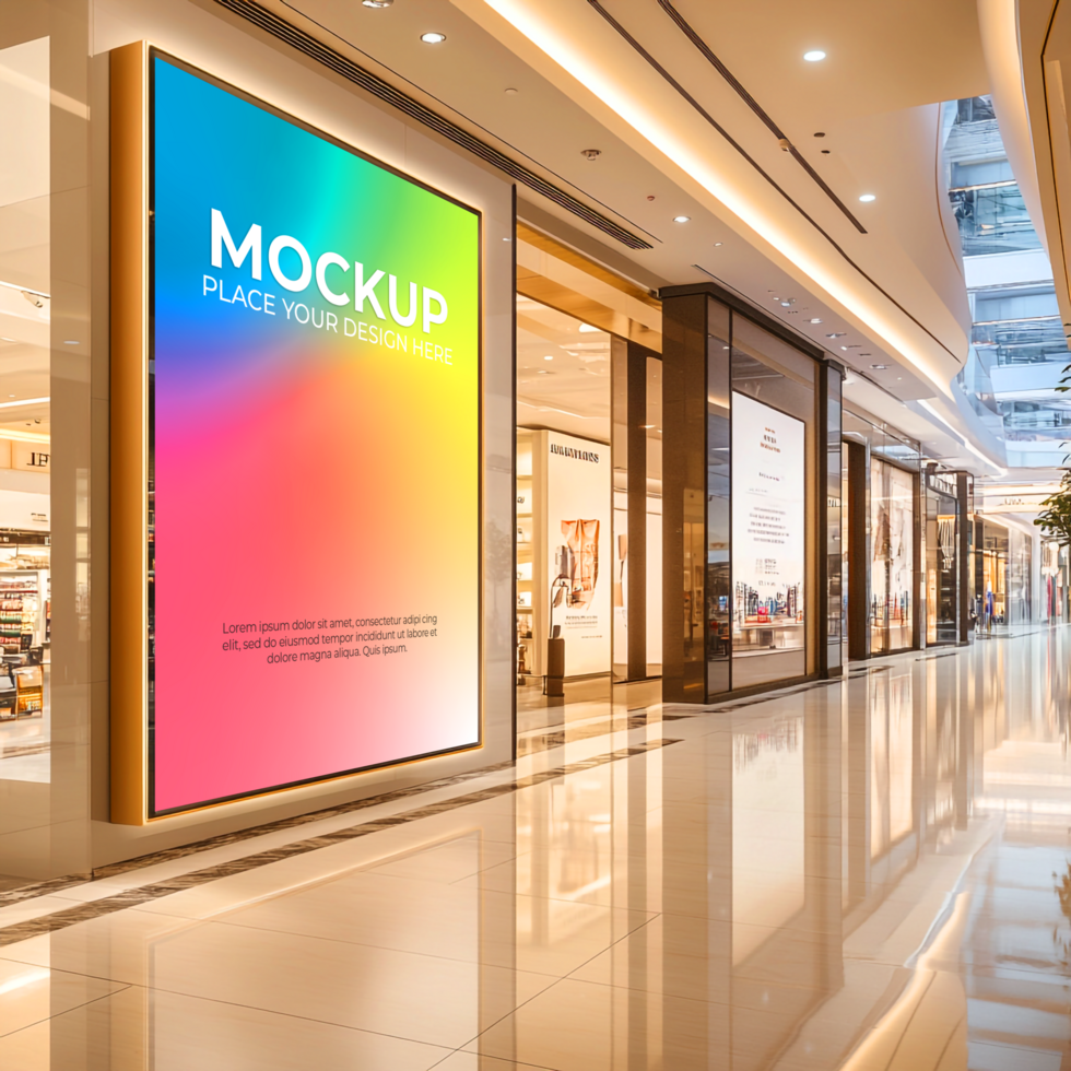 Vibrant Retail Display Showcase Your Brand in a Luxurious Mall psd