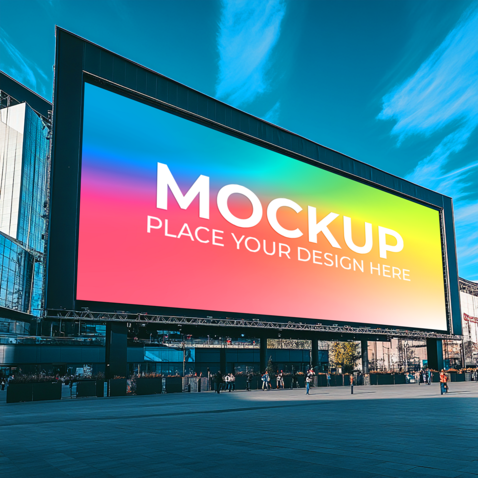 Giant Billboard Mockup Cityscape Advertising Template psd