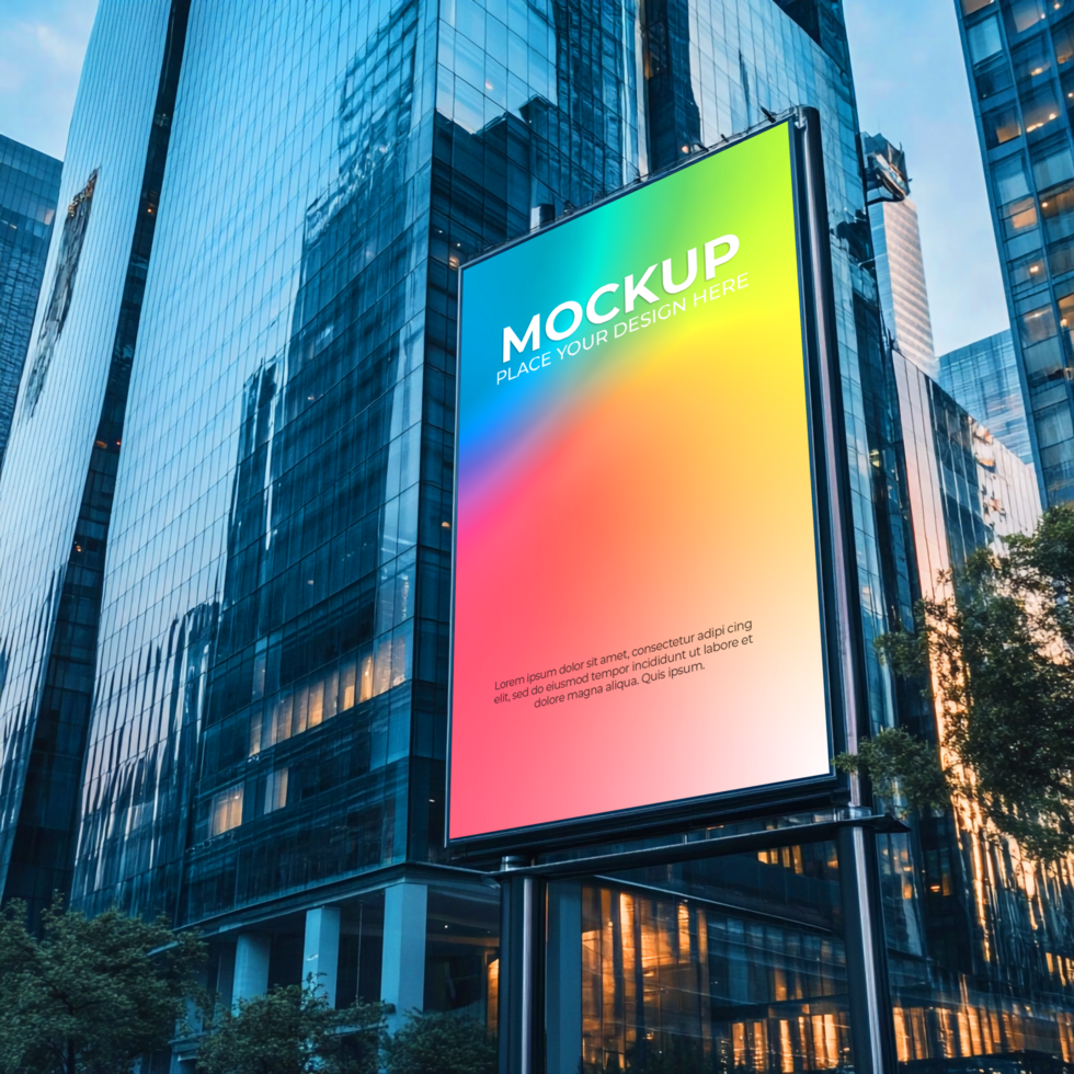 Vibrant Billboard Mockup Cityscape Advertising psd
