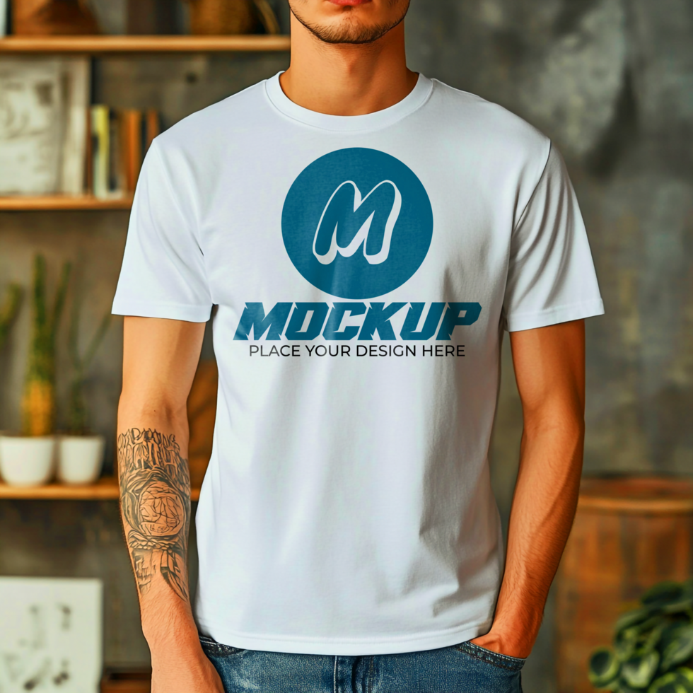 TShirt Mockup Apparel Design Presentation on Male Model psd