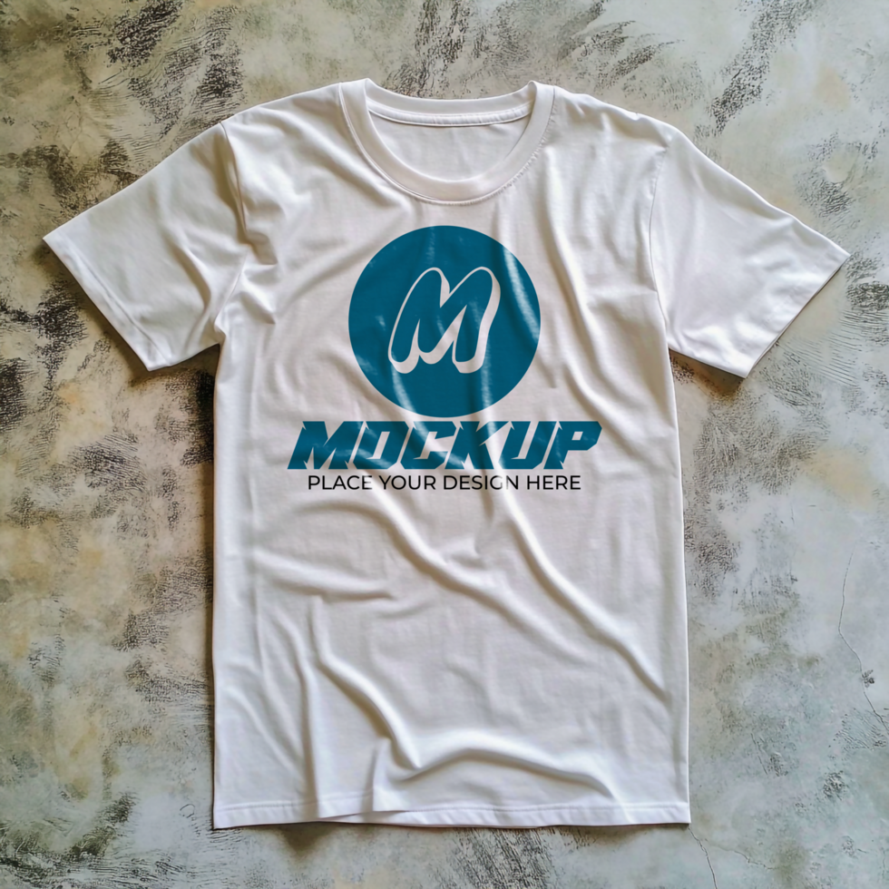 White TShirt Mockup Teal Logo Design psd